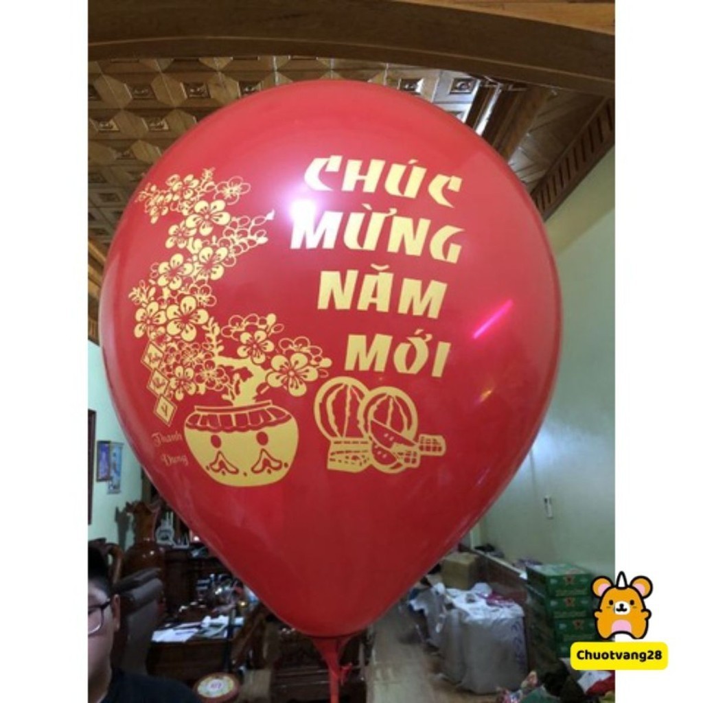 Bóng Bay In Chữ Chúc Mừng Năm Mới Size To 60cm Trang Tri Tết