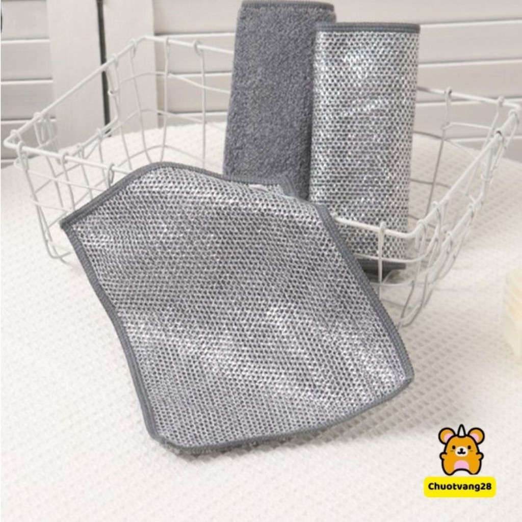 Set 10 Khăn lau nhà bếp bằng vải lưới sợi kim loại đa năng tiện dụng 20x20cm