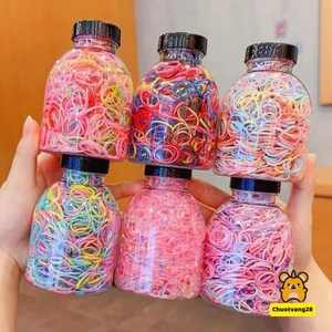 Lọ 1000 dây thun chun buộc tóc bé gái màu sắc siêu dai chống đứt