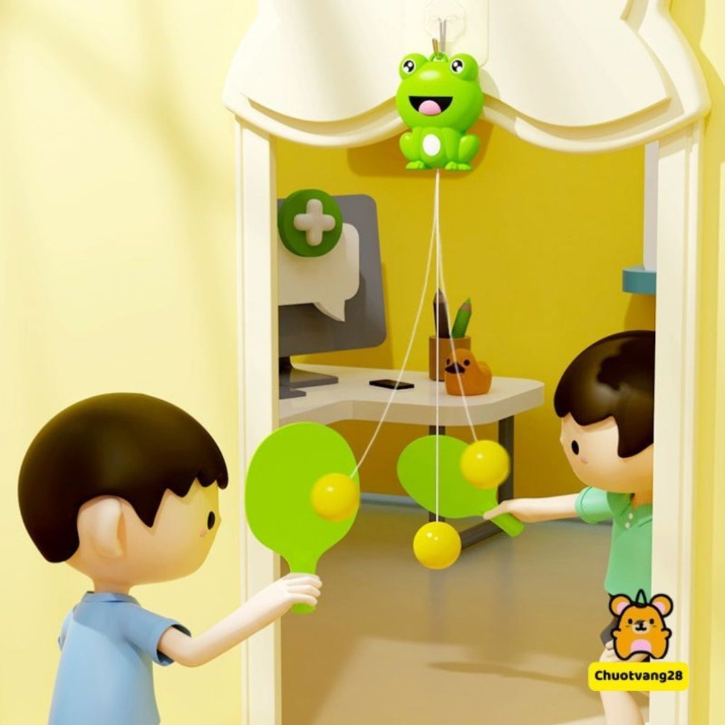 Đồ chơi bóng bàn phản xạ treo tường gắn cửa luyện tập  vận động thể thao trong nhà tăng khả năng phản xạ cho bé