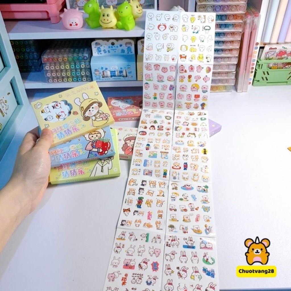 Hộp 12 tấm sticker mini cute đáng yêu , trang trí sổ , tập , đồ dùng
