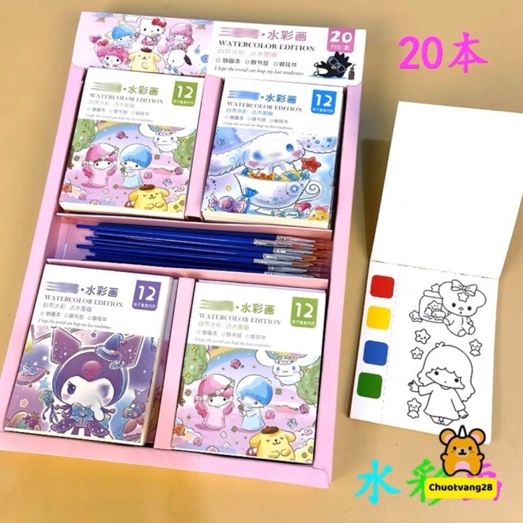 Combo 2 Sổ tô màu nước nén khô , tranh tô màu sáng tạo cho bé DIY tặng kèm cọ