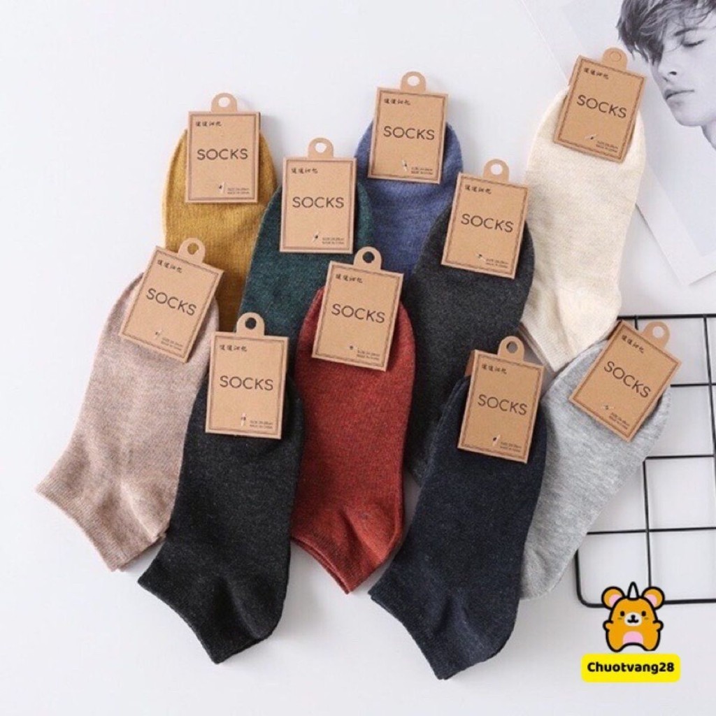 combo 10 Vớ Trơn Cổ Ngắn Nam Nữ , Tất Muối Tiêu Unisex Nhiều Màu Sắc Chống Hôi Chân Cực Đep