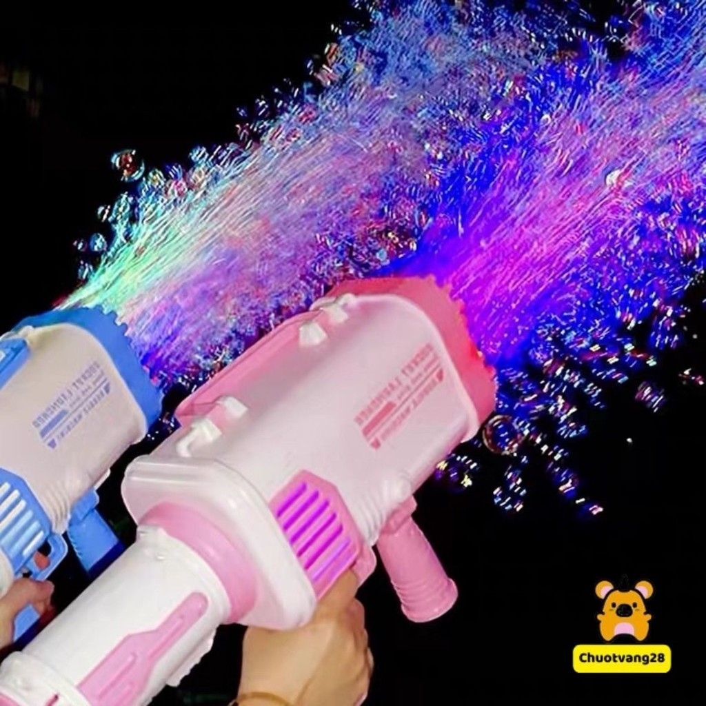 Máy phun bong bóng xà phòng, bắn bong bóng 32 nòng cực đẹp, nhiều bóng cho bé tích cực vận động, vui chơi giải trí