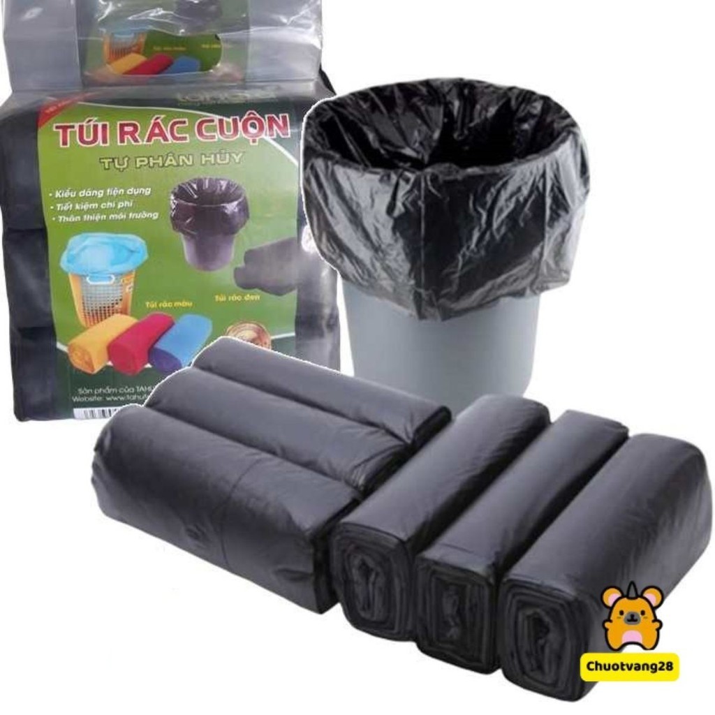 Set 3 Cuộn Túi Đựng Rác Siêu Dai Tự Phân Hủy, Túi Rác Sinh Học Bảo Vệ Môi Trường 45x56cm
