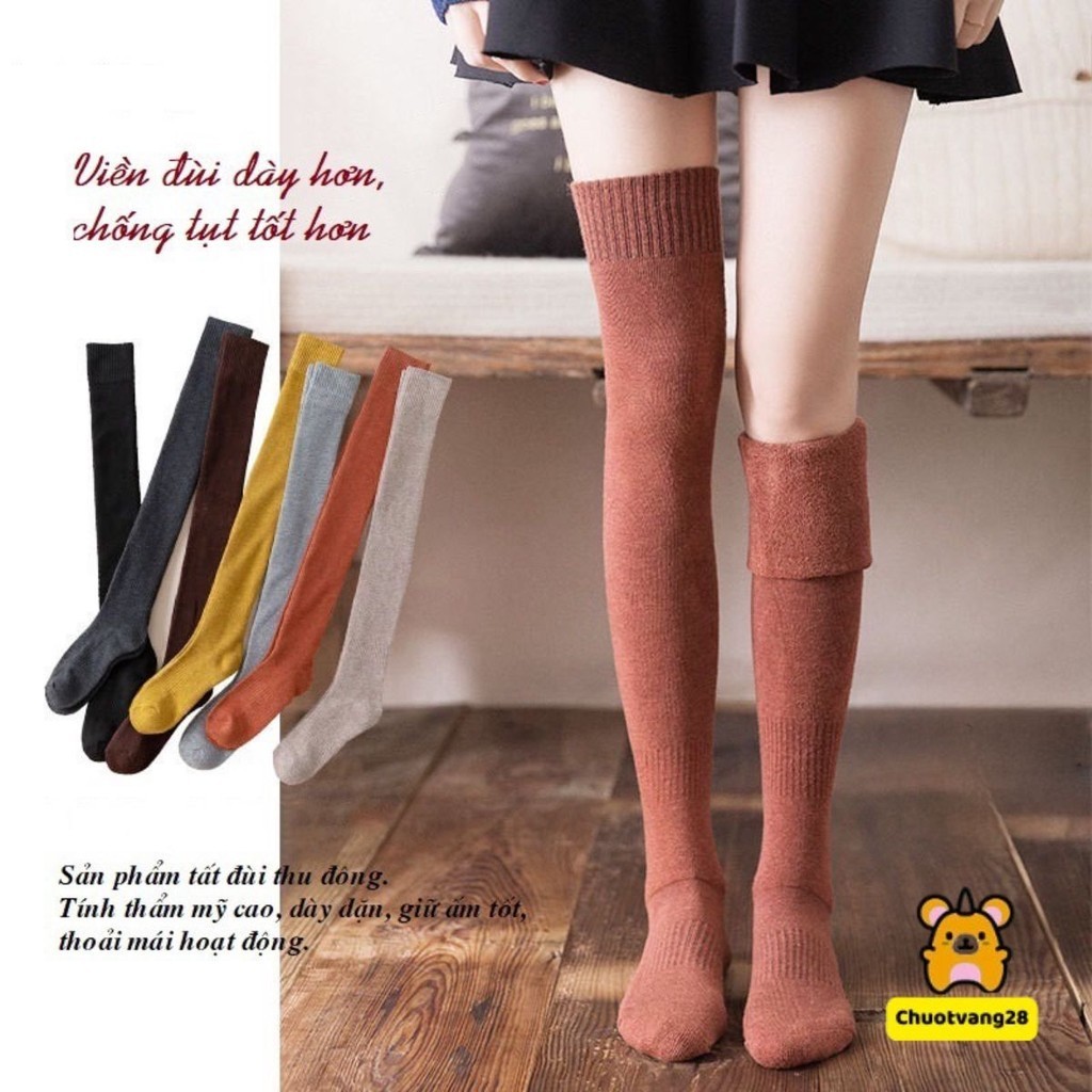 Tất Vớ Cổ Cao Qua Gối Ủ Kem , Chống Nắng Chất Cotton Len Dày , Mềm Mịn Thời Trang