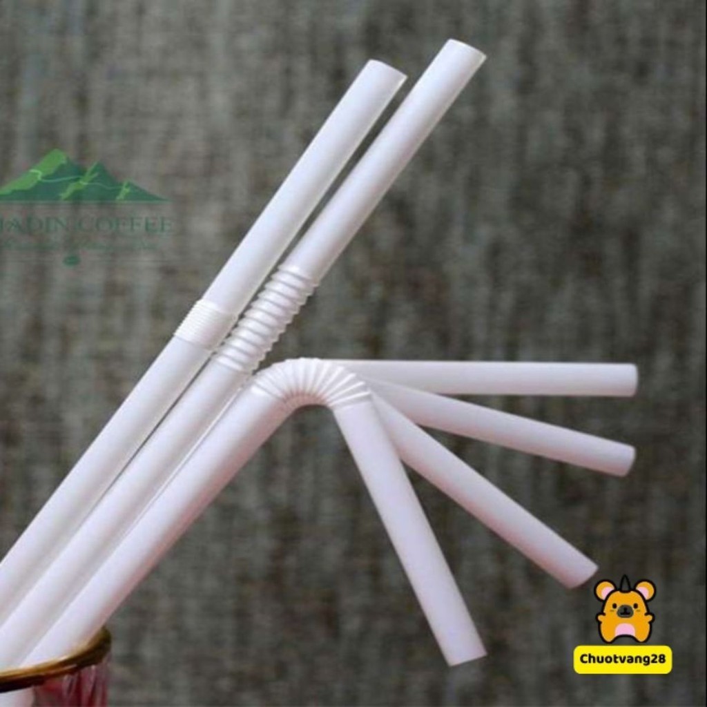Combo 140 Ống Hút Nước Cong Màu Trắng Tiện Lợi