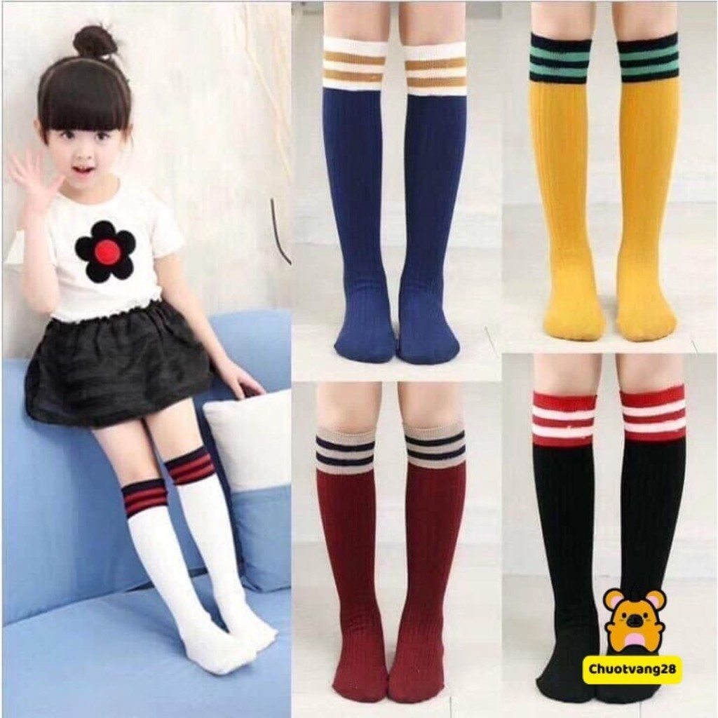 Tất vớ len tăm dài qua đầu gối cho bé gái phong cách Nhật freesize từ 3 đến 12 tuổi nhiều màu