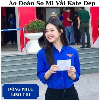 (HOẢ TỐC HÀ NỘI) Áo Sơ Mi Đoàn Vải Kate Loại 1 (tặng huy hiệu Đoàn)