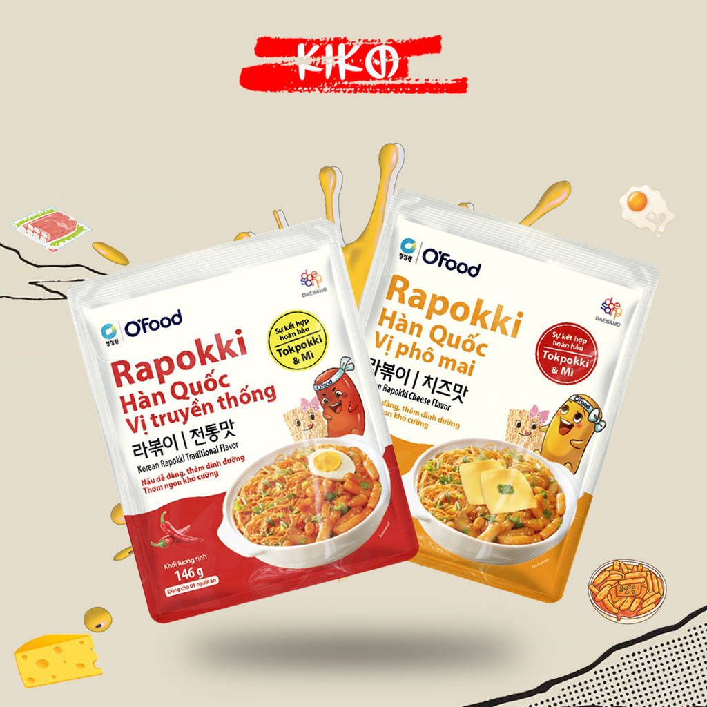 Bánh gạo và mì Rapokki Hàn Quốc O'food gói 146g, sự kết hợp của ramen ...