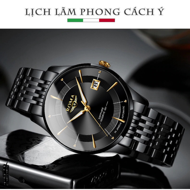 Đồng hồ Nam ROMA ITALIA P8848 Sang trọng, Khoa Thép, Chống Nước Rất Tốt, Dây Demi Đẳng Cấp