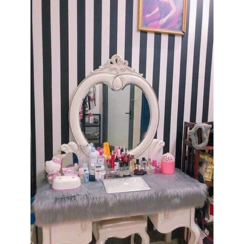 Thảm Lông Màu Xám Nhiều Kích Thước - Thảm Lông Trải Bàn Trang Điểm 50cm x 80cm