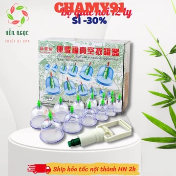 [12 ly] Bộ giác hơi không dùng lửa 12 cốc đủ phụ kiện | Bộ giác hơi 12 ống, Giác Hơi 12 Ly Nhựa Trong Suốt Kèm Ống Bơm
