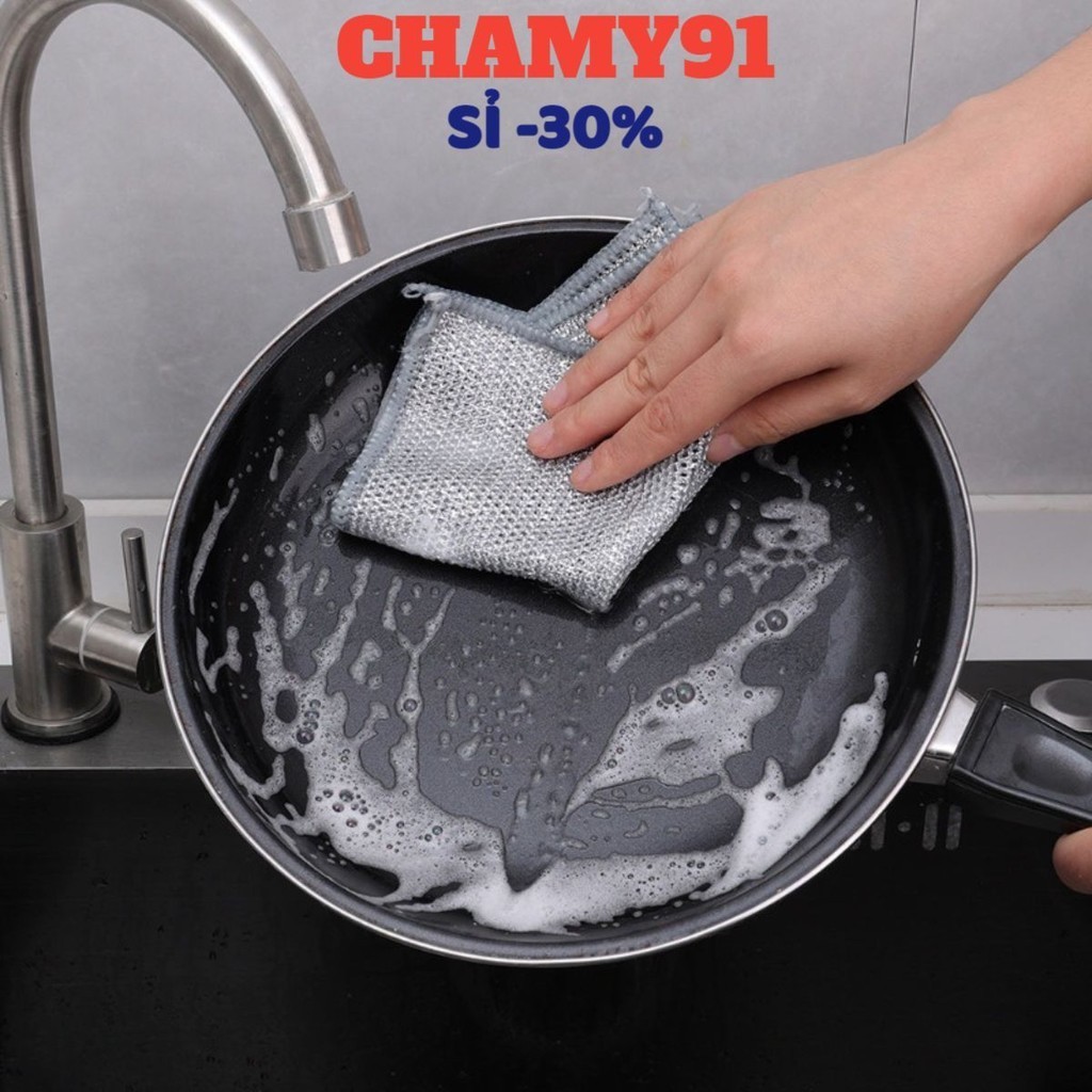 5 Giẻ Lau Bếp Dây Kim Loại Lau Bồn Rửa Chén Cọ Rửa Xoong Nồi Chén Bát, Tấm Cọ Rửa Đa Năng Không Mòn, Khăn Lưới Cọ Rửa