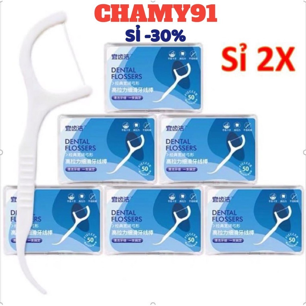 [COMBO] Tăm Chỉ Nha Khoa Hộp 50 Cây Dental Flossers Tăm Chỉ Nha Khoa Sợi Chỉ Mảnh Vệ Sinh Răng Miệng- 3886