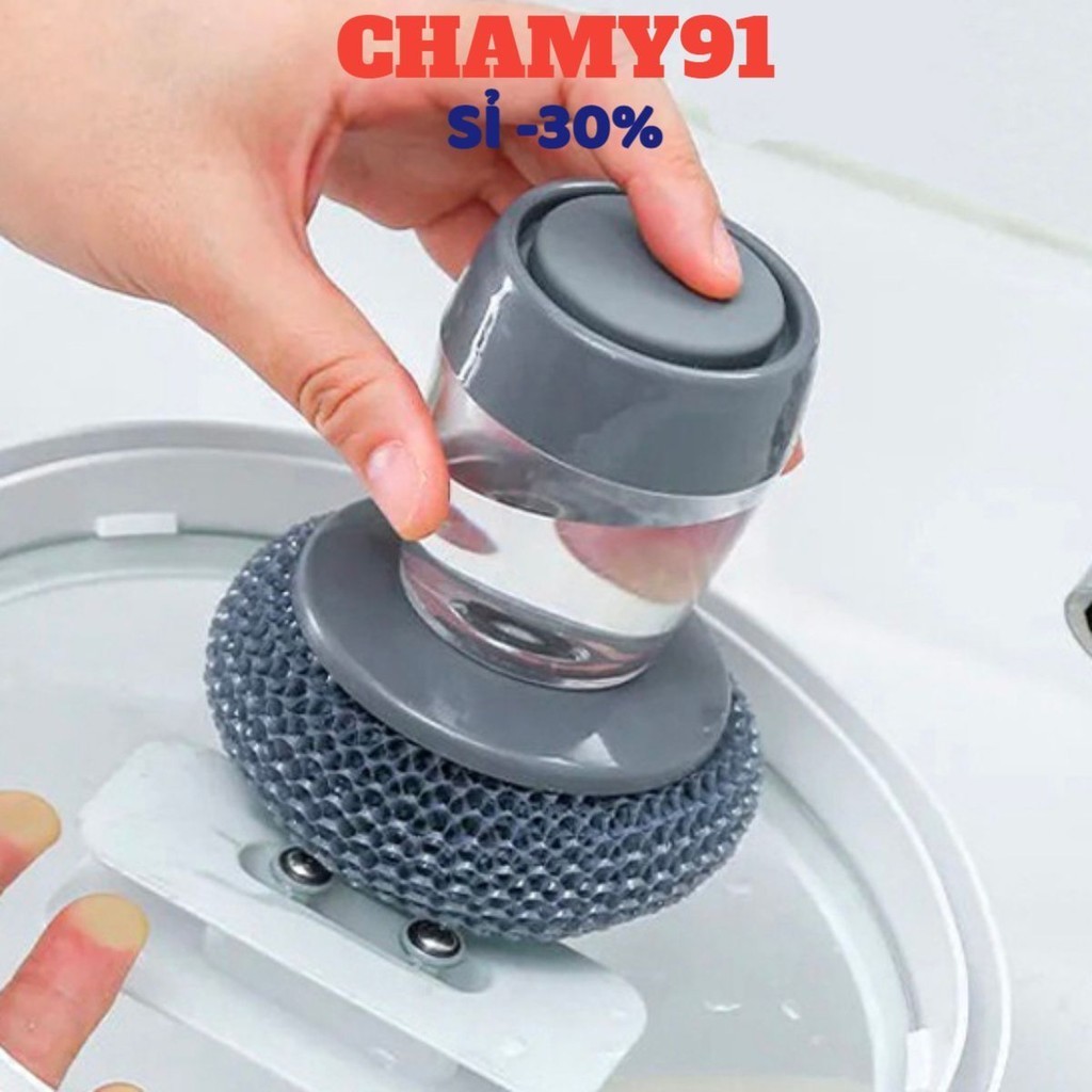 (COMBO 5) Bàn Chải Cọ Xoong Nồi, Cọ Bếp, Cọ Rửa Bát Đĩa Có Bình Đựng Xà Phòng - Dụng Cụ Nhà Bếp Cọ Xoong Nồi Thông Minh