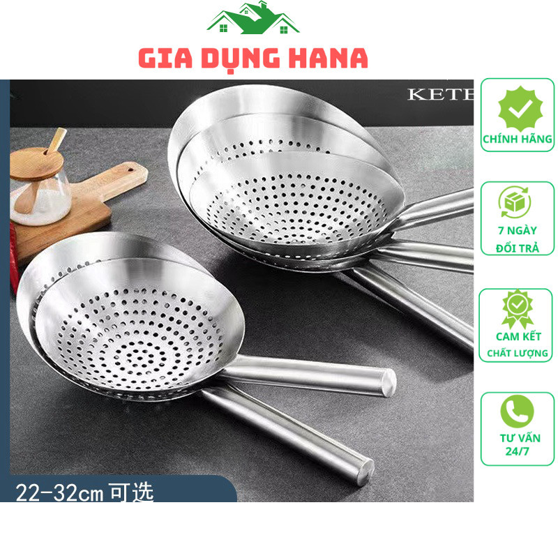 Vợt inox vớt thức ăn, chao inox lọc dầu đồ chiên rán inox304 nhiều size ...
