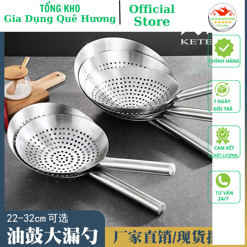 Vợt inox vớt thức ăn , chao inox lọc dầu đồ chiên rán inox304 nhiều ...