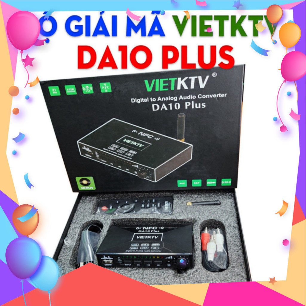 Giai mã âm thanh VietKTV DA10 Plus Có NFC 1 chạm để kết nối