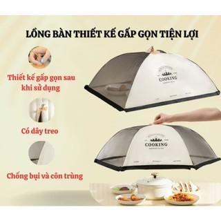 Lồng bàn kẻ sọc phong cách Bắc Âu, lồng bàn gấp gọn đậy thức ăn