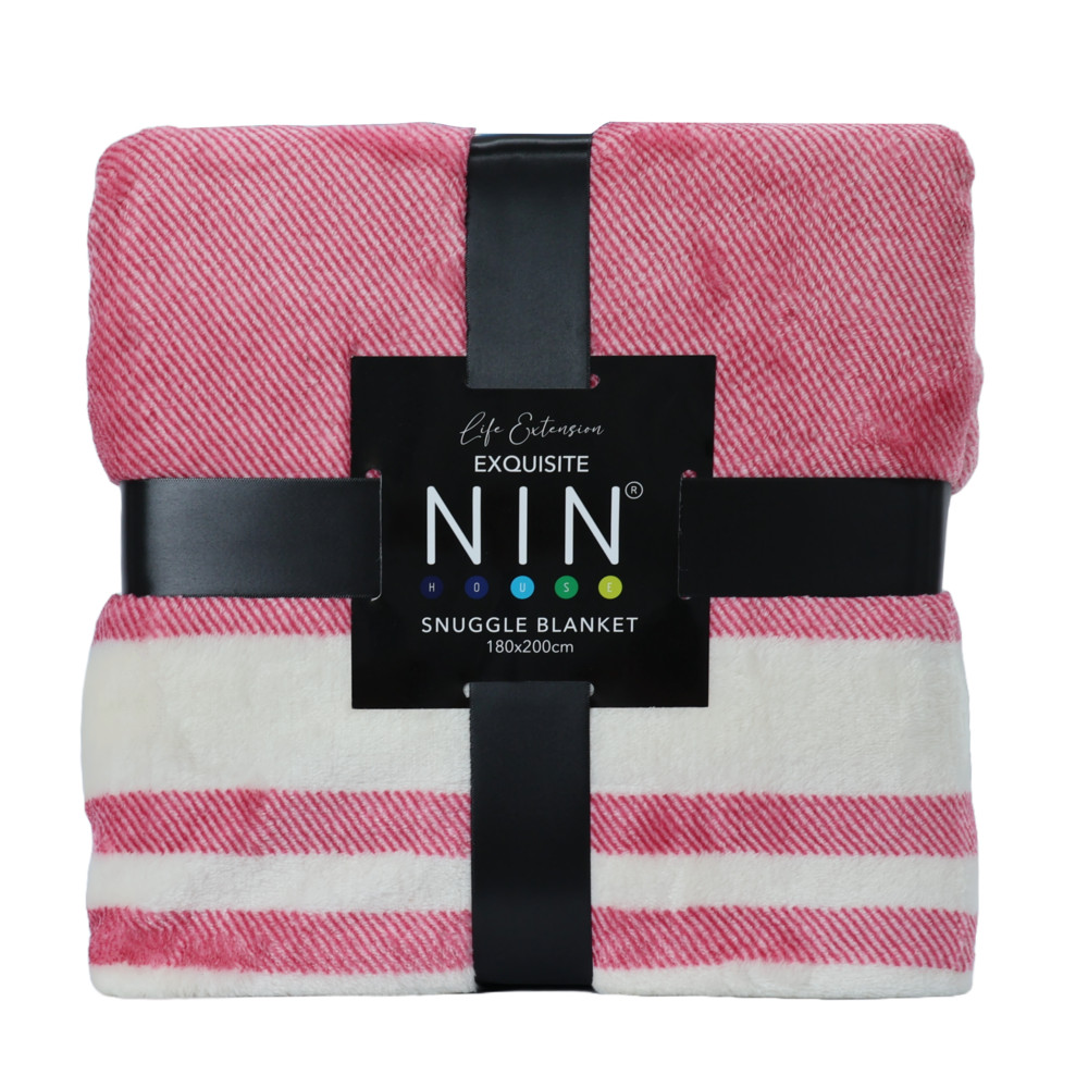 Ảnh Mền tuyết NIN House hoa văn PINK STRIPES 1m8x2m sợi microfiber cực ấm, mịn màng fleece blanket văn phòng, xe hơi, sofa 1