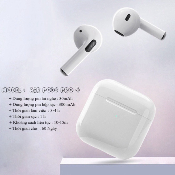 Tai Nghe Bluetooth 5.0 Không Dây Mini Pro4 Tws Tiện Dụng Dành Cho Điện Thoại - Máy Tính - Laptop với đầy đủ chức nang