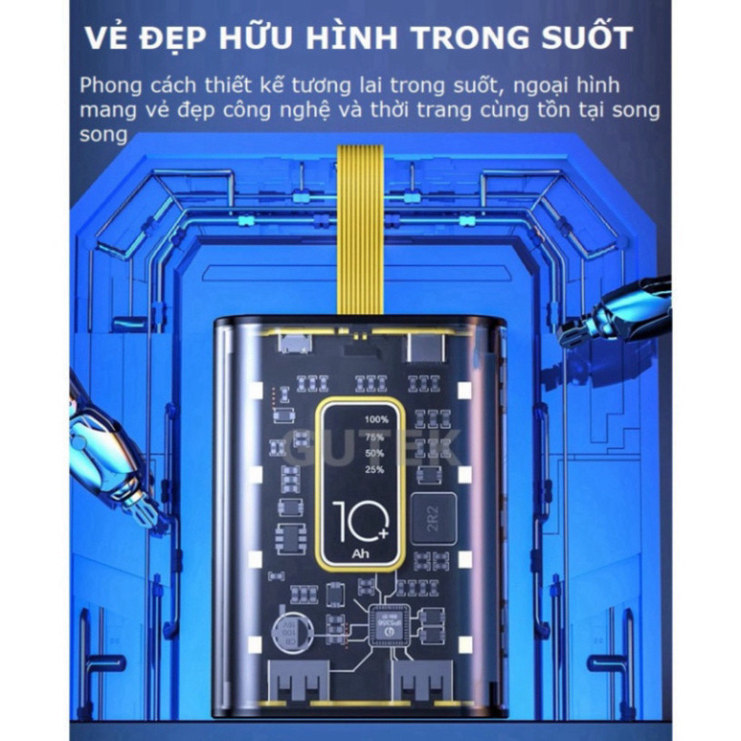 Pin Sạc Dự Phòng trong suốt sạc nhanh Y698 20.000MAH đèn Led sạc nhiều thiết bị dung lượng lớn new HOT