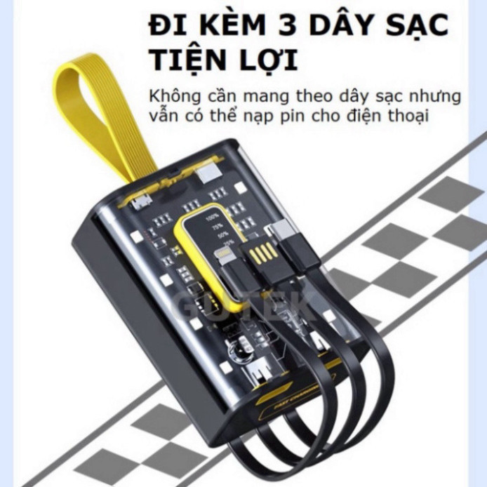 Pin Sạc Dự Phòng trong suốt sạc nhanh Y698 20.000MAH đèn Led sạc nhiều thiết bị dung lượng lớn new HOT