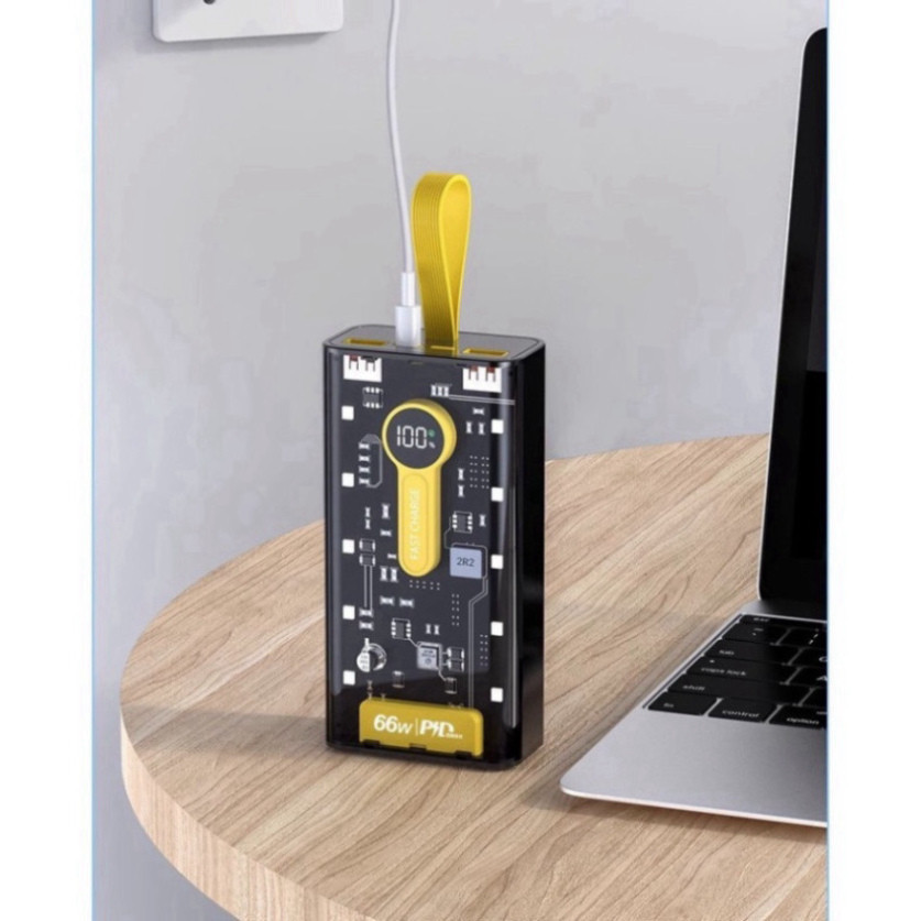 Pin Sạc Dự Phòng trong suốt sạc nhanh Y698 20.000MAH đèn Led sạc nhiều thiết bị dung lượng lớn new HOT