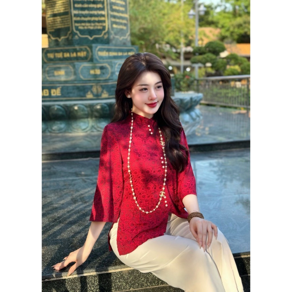 Đồ Lam Đi Chùa Tịnh Tâm, Pháp phục nữ lụa cao cấp tiểu thư sang trọng cổ tàu cúc ngọcSize 40-65kg,4 size S,M,L,XL