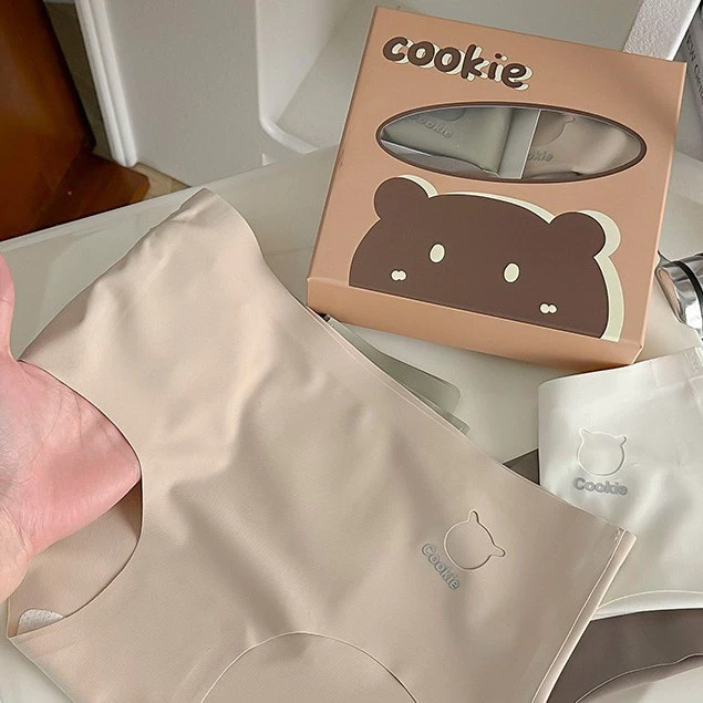 SET 4 Quần Lót Nữ Đúc Su Gấu Cao Cấp - Quần Lót Nữ Đúc Su Lạnh Không Đường May Mã SET GAU COOKIE