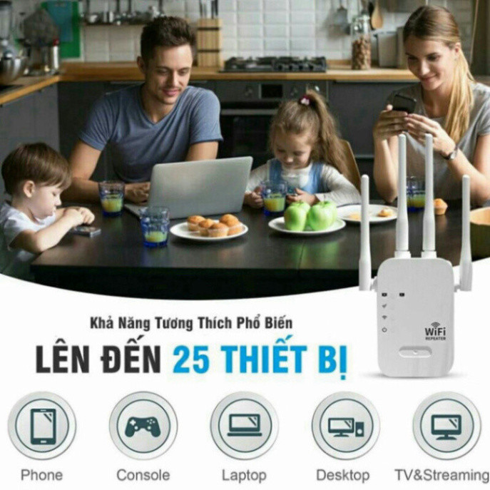 Bộ Kích Sóng Wifi 4 Râu Tốc Độ Cao 300Mbps - Bộ Kích Sóng Wifi Xuyên Tường Cải Thiện Tốc Độ Mạng HOT HOT