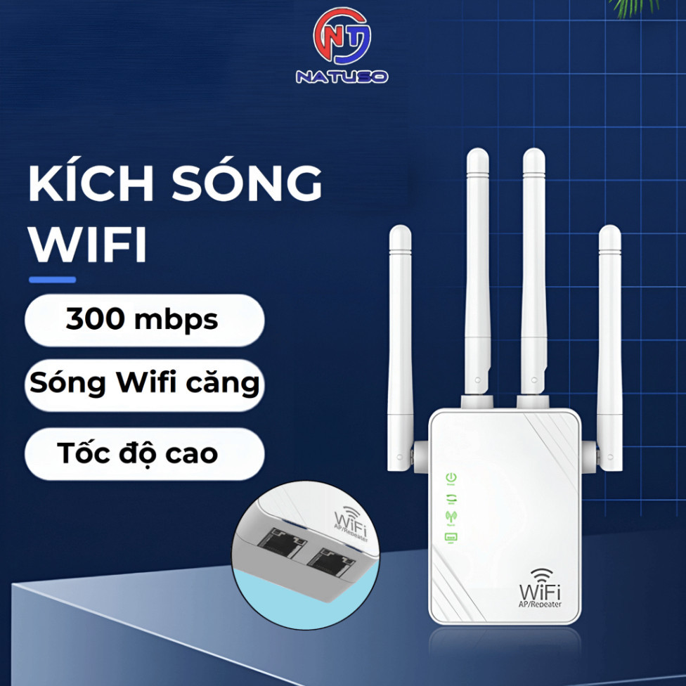 Kích sóng wifi 4 râu sóng mạnh tốc độ 300mbps hút wifi phát xuyên tường kết nối xa - KS1 HOT