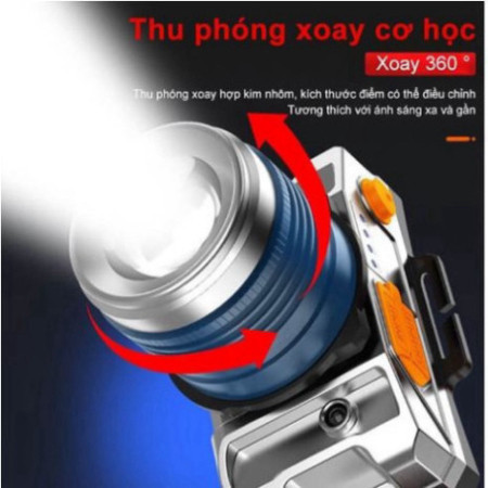 Đèn pin đội đầu siêu sáng 1 bóng chiếu xa 300m cảm biến vẫy tay, chip Led L9 Zoom xa gần, chống nước IPX6, pin trâu HOT