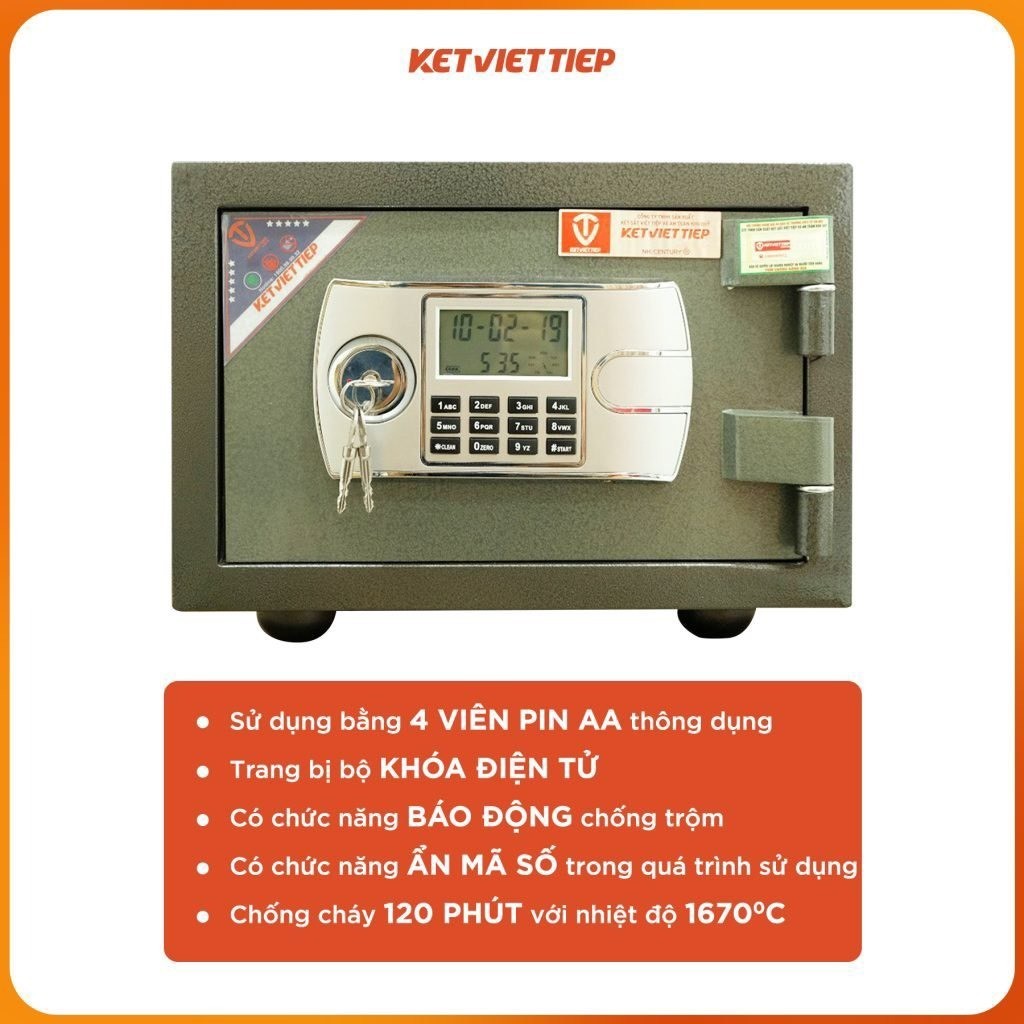 Két Sắt Mini K210DT Việt Tiệp Điện Tử Chống Cháy Chuẩn Phong Thủy Để Tủ Quần Áo Hàng Chính Hãng