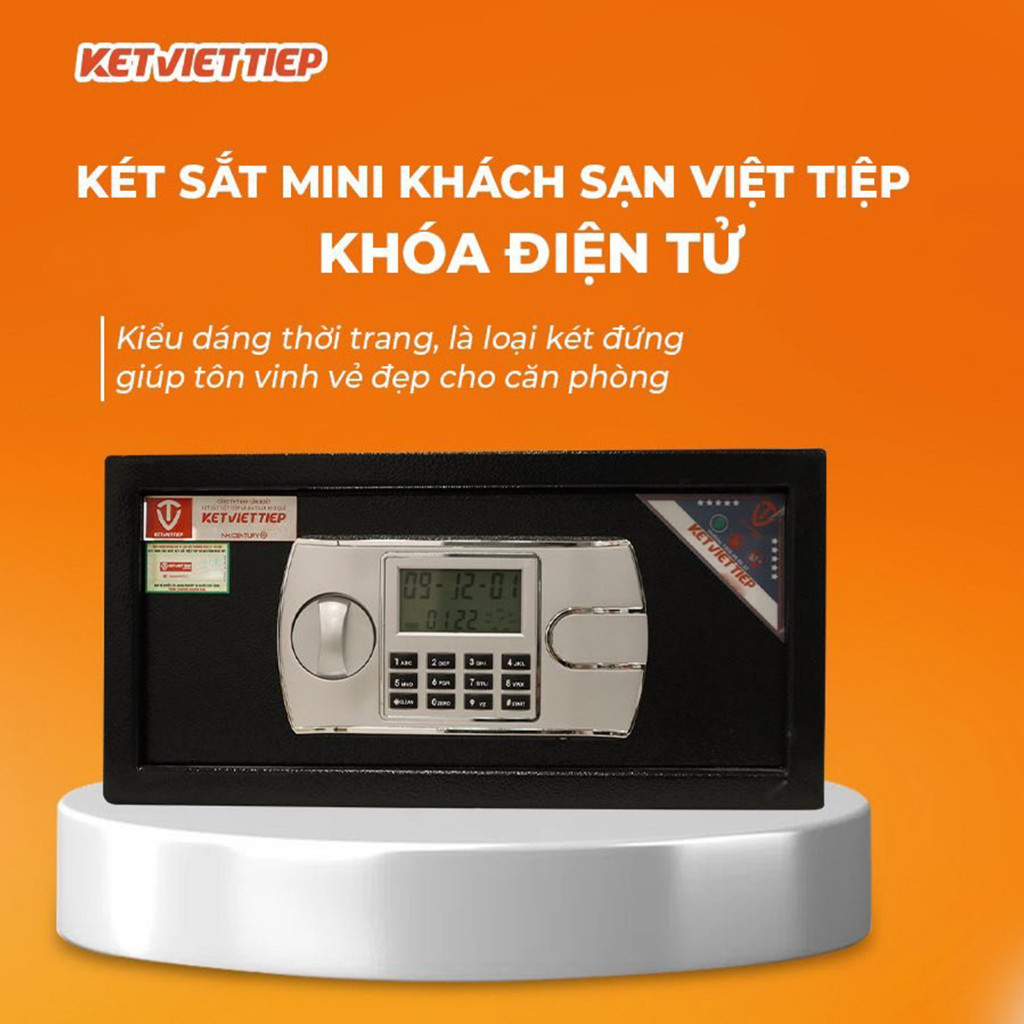 [HÀNG CHÍNH HÃNG] Két Mini, Két Sắt Khách Sạn Việt Tiệp KS42DT, Két sắt Safiron 25LBF Báo Trộm ĐT
