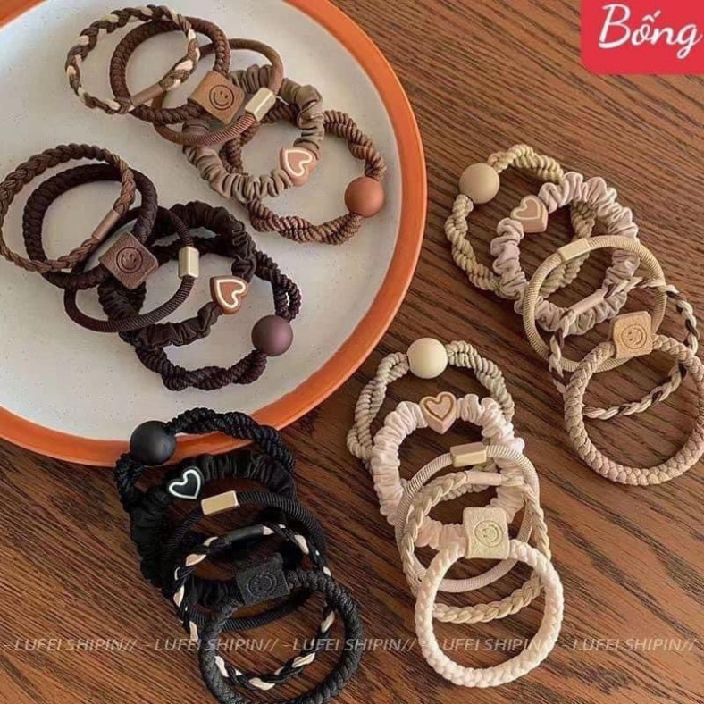 Ống 20 Dây Chun Tóc Vặn Thừng - Set 20 Dây Thun Cột Tóc Màu Nâu Trà Sang Chảnh Đáng Yêu Xinh Xỉu Mẫu Mới Nhất