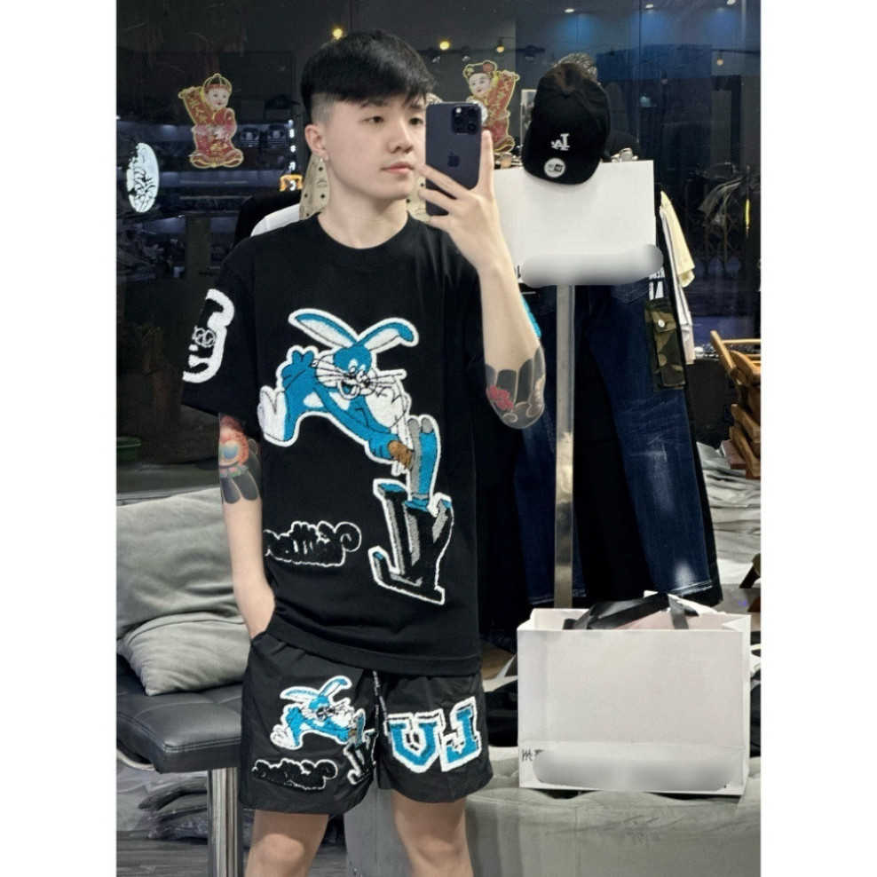 Áo sơ mi LIVE GREAT ngắn tay họa tiết kẻ sọc màu xanh dương phong cách Hàn Quốc thời trang mùa hè mới cho nữ | BigBuy360 - bigbuy360.vn