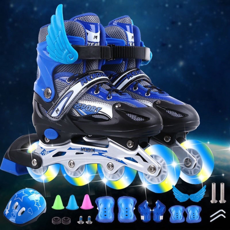 Giày trượt patin Sport cao cấp phát sáng dành cho trẻ em người lớn có thể điều chỉnh to nhỏ mẫu mới