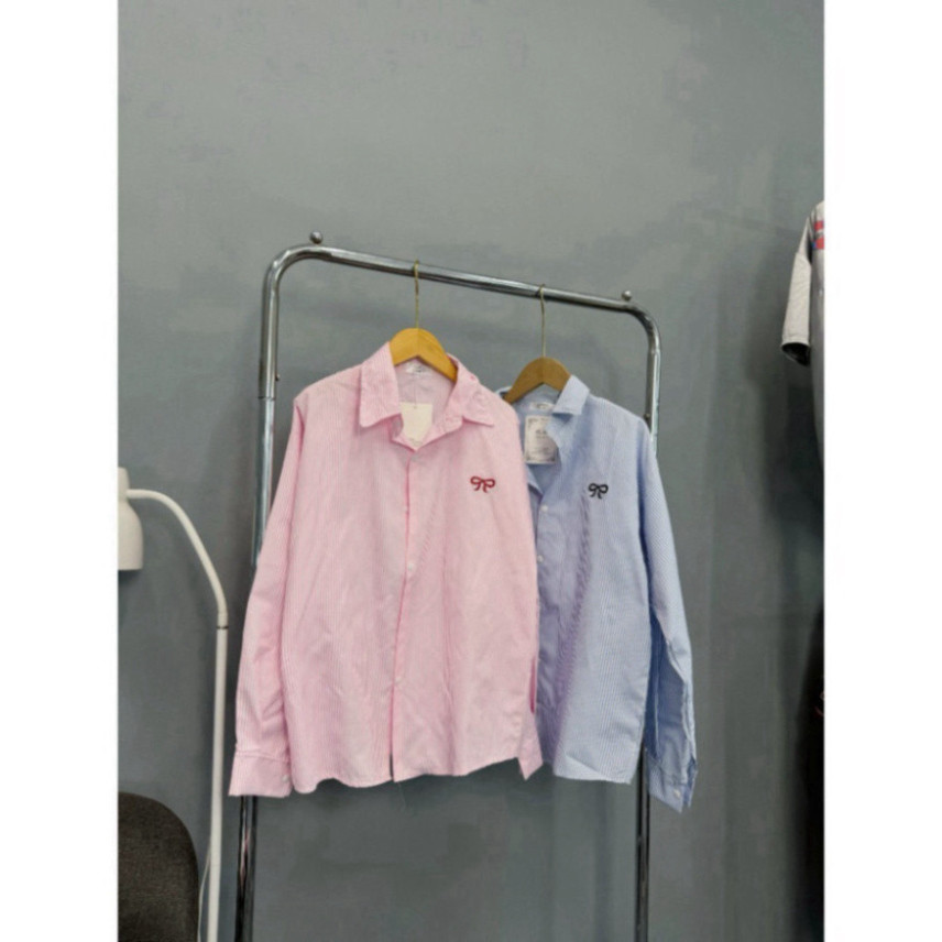Áo Sơ Mi Kẻ Thêu Hình Gấu W Form Suông Rộng , Áo Sơ Mi Oversize Form Khoác Hàn Quốc, Kẻ sọc Women Nữ Top Shirt | BigBuy360 - bigbuy360.vn