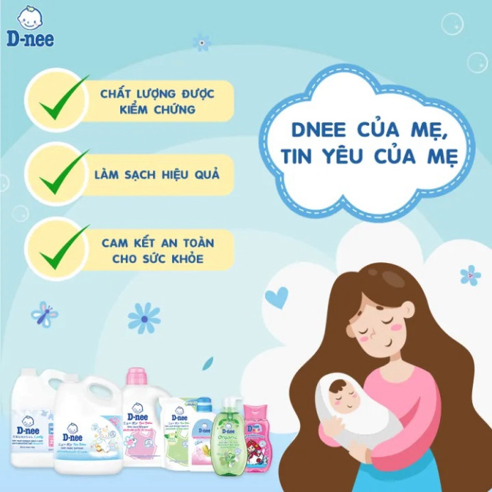 (Mẫu mới, như hình) Nước giặt quần áo Dnee cho bé 3000ml - Nước giặt xả Thái Lan có tem Đại Thịnh