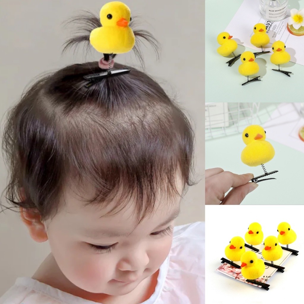 Set Kẹp Tóc Vịt/Gà Vàng Nhún Nhảy Đáng Yêu Vui Nhộn Phụ Kiện Tóc Cho Nữ Và Bé Gái Empoli