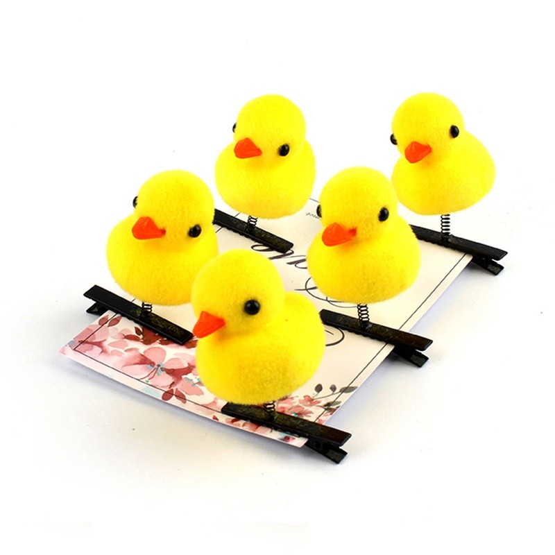 Set Kẹp Tóc Vịt/Gà Vàng Nhún Nhảy Đáng Yêu Vui Nhộn Phụ Kiện Tóc Cho Nữ Và Bé Gái Empoli