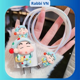 [Shin Mũ Xanh] Bộ phụ kiện bảo vệ củ sạc và cáp sạc PD18/20W bằng silicon cao cấp RABBI