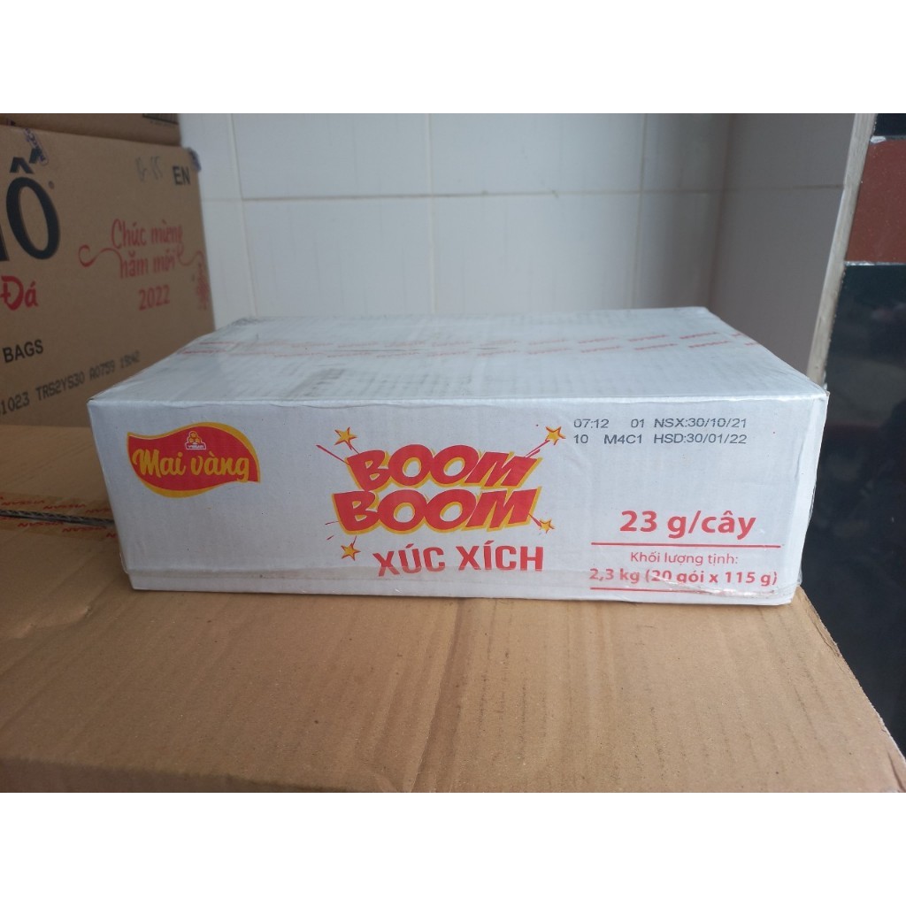 Xúc xích Vissan Boom Boom thùng 2.3kg (100 cây x 23g) - XXTT Boom Boom 23g gói