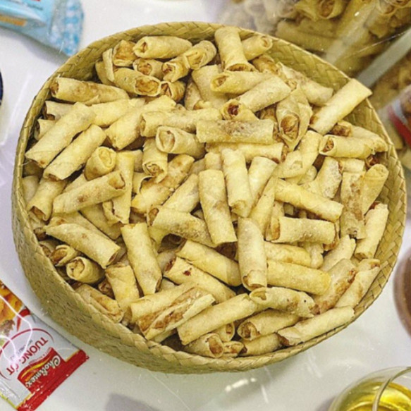 Chả giò tôm sấy mini ăn liền lon 150g giòn ngon nhãn hiệu Vissan - Chả giò ALNN tôm VISSAN