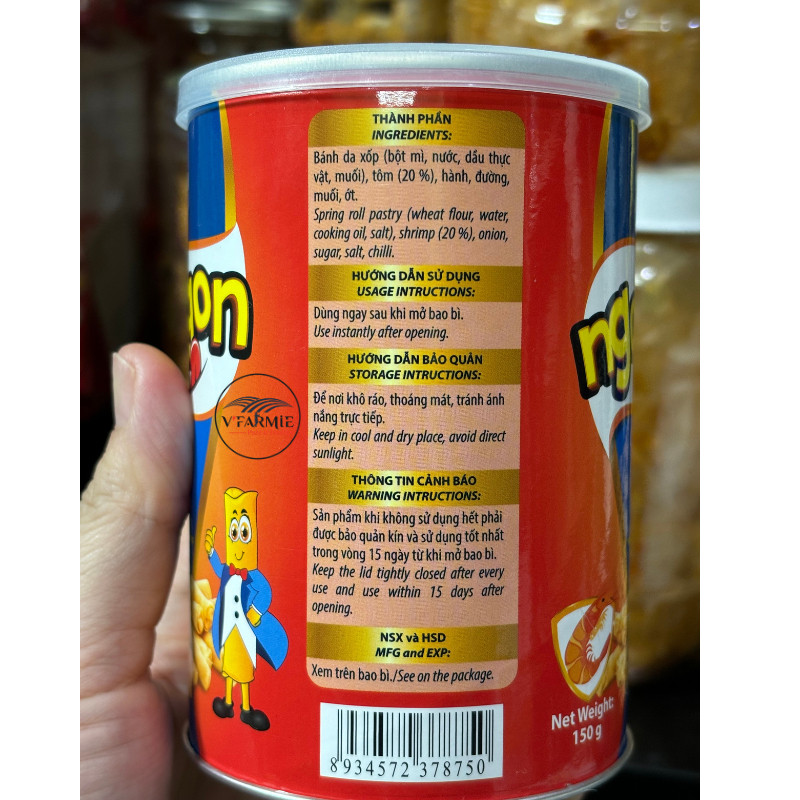 Chả giò tôm sấy mini ăn liền lon 150g giòn ngon nhãn hiệu Vissan - Chả giò ALNN tôm VISSAN