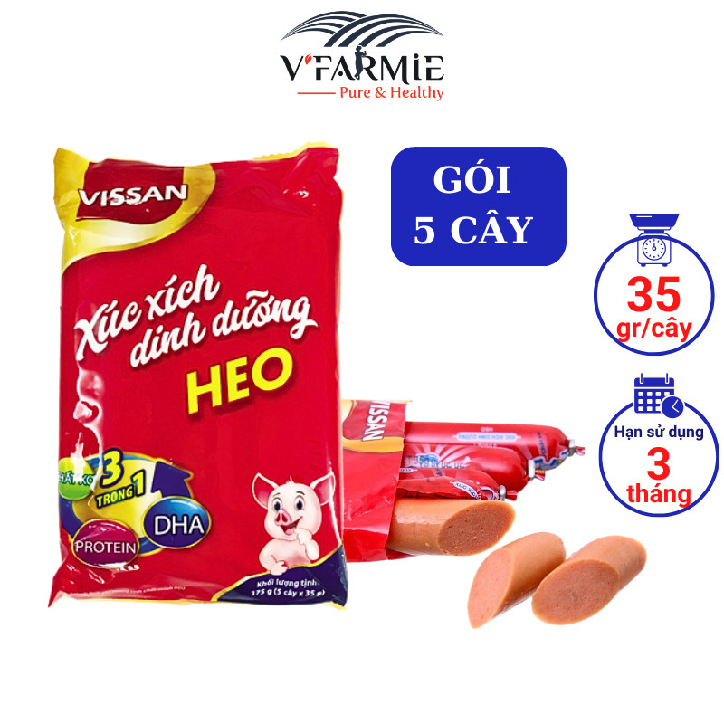 Xúc xích heo dinh dưỡng Vissan gói 175g (5 cây x 35g)