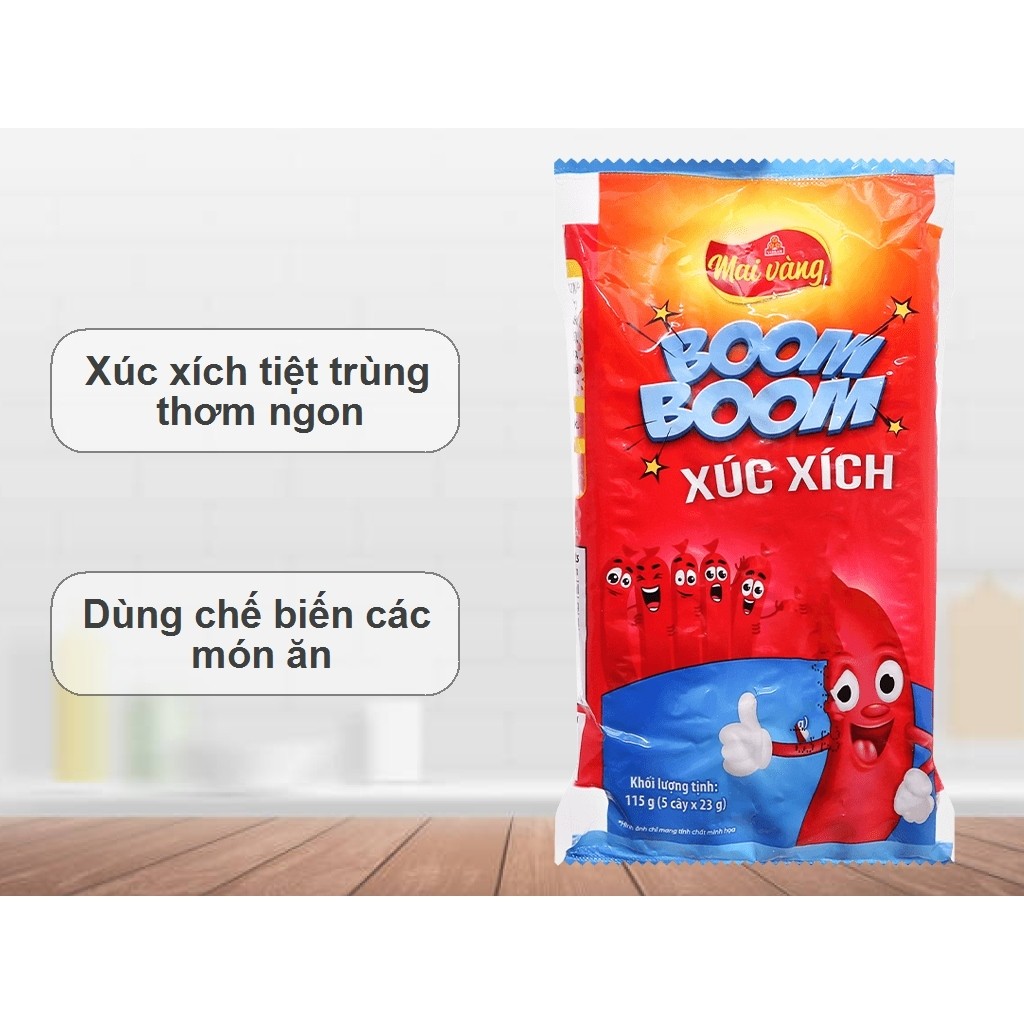 Xúc xích Vissan Boom Boom gói 115 gram (5 cây x 23g) - XXTT Boom Boom 23g gói