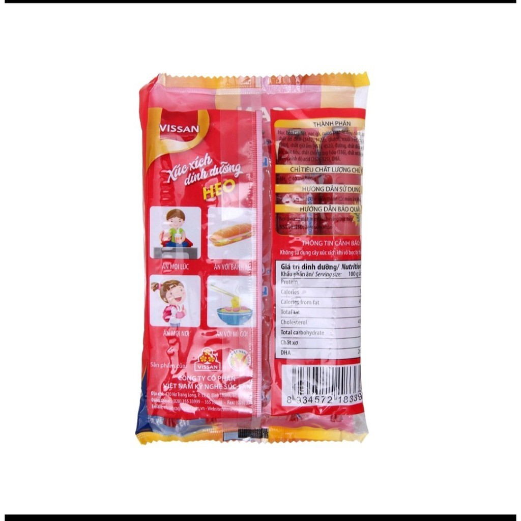 Xúc xích heo dinh dưỡng Vissan gói 175g (5 cây x 35g)